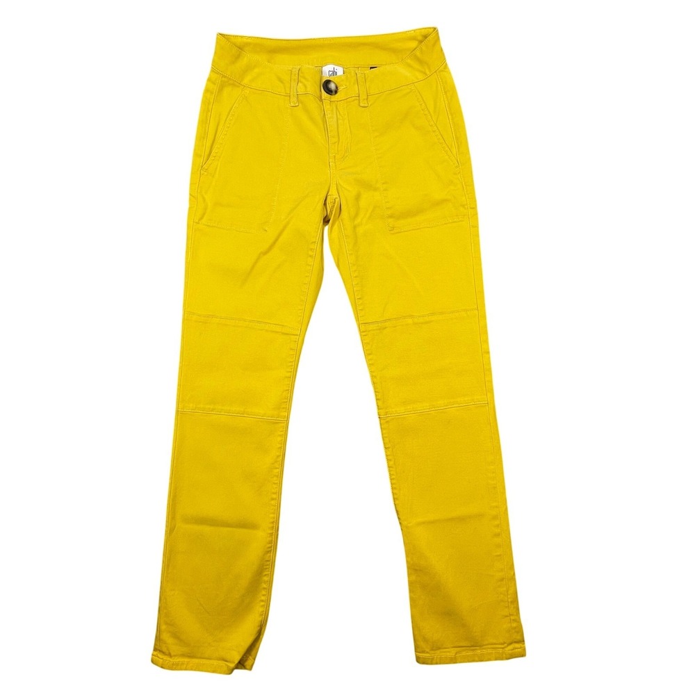 Cabi Yellow Utility Cargo Pants Slim Straight Seaming Womens Size 0 #5869